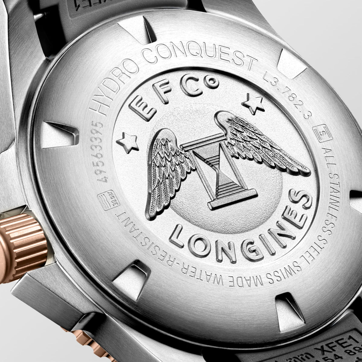 Longines HydroConquest 43mm L3.782.3.78.9 Watch for Men - case-back close-up