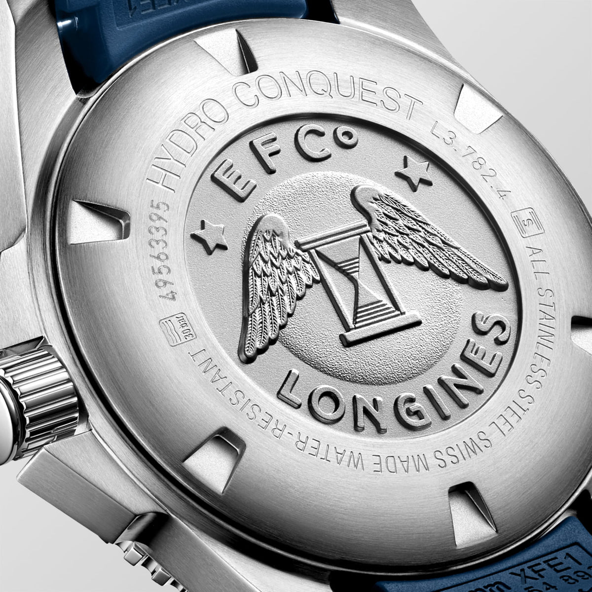 Longines HydroConquest 43mm L3.782.4.96.9 Watch for Men - case-back close-up