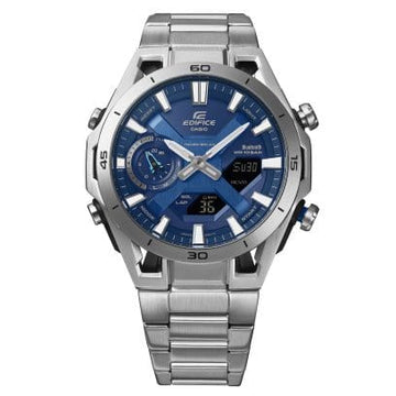 Casio Edifice Men Solar Quartz Blue Dial Analog-Digital Stainless Steel Watch ED692