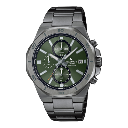 Casio Edifice Men Quartz Green Dial Standard Chronograph Stainless Steel Watch ED586