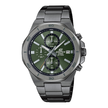 Casio Edifice Men Quartz Green Dial Standard Chronograph Stainless Steel Watch ED586