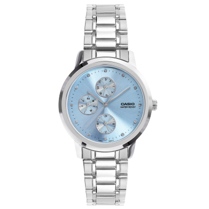 Casio Enticer Women Quartz Blue Dial Analog Stainless Steel Watch A2492