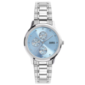 Casio Enticer Women Quartz Blue Dial Analog Stainless Steel Watch A2492