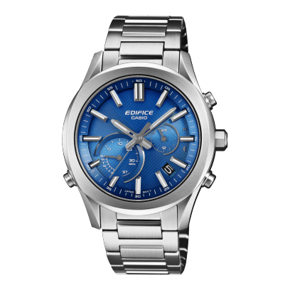 Casio Edifice Men Quartz Blue Dial Chronograph Stainless Steel Watch ED709