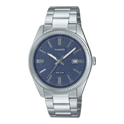 Casio Enticer Men Quartz Navy Dial Analog Stainless Steel Watch A2485