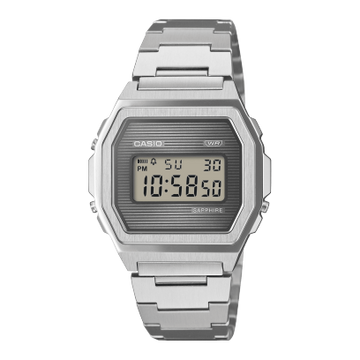 Casio Vintage Unisex Quartz Grey Dial Digital Stainless Steel Watch D447