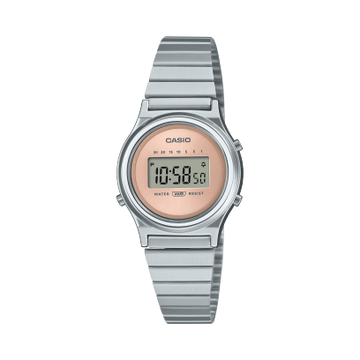 Casio Vintage Women Quartz Pink Dial Digital Stainless Steel Watch A2231