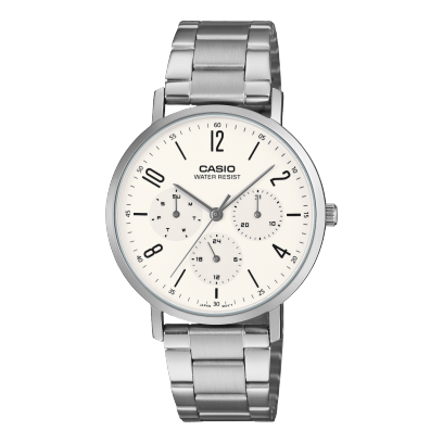 Casio Enticer Men Quartz White Dial Analog Stainless Steel Watch A2569