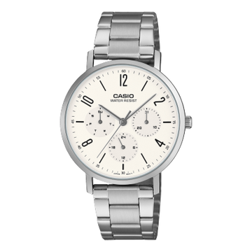 Casio Enticer Men Quartz White Dial Analog Stainless Steel Watch A2569