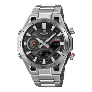 Casio Edifice Men Solar Black Dial Analog-Digital Stainless Steel Watch ED691