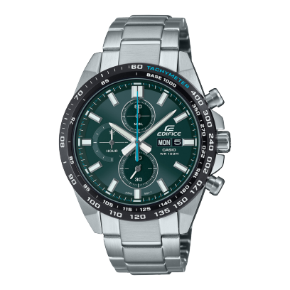 Casio Edifice Men Quartz Green Dial Chronograph Stainless Steel Watch ED595