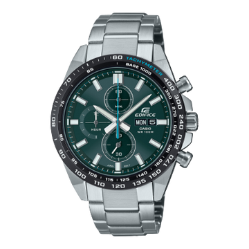 Casio Edifice Men Quartz Green Dial Chronograph Stainless Steel Watch ED595