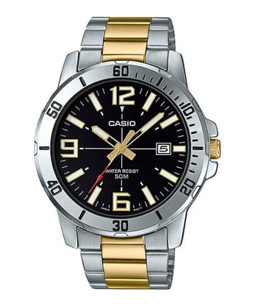 Casio Enticer Men Quartz Black Dial Analog Stainless Steel Watch A1735