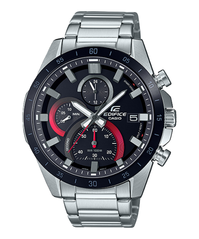 Casio Edifice Men Quartz Black Dial Standard Chronograph Stainless Steel Watch ED513
