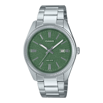 Casio Enticer Men Quartz Green Dial Analog Stainless Steel Watch A2487