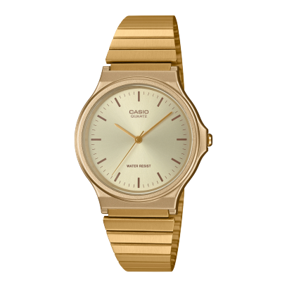 Casio Youth Unisex Quartz Gold Dial Analog Stainless Steel Watch A2297