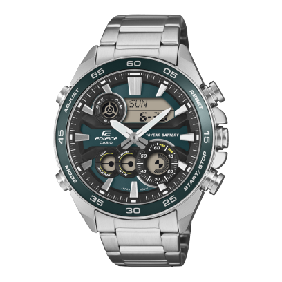 Casio Edifice Chronograph Men Quartz Green Dial Analog-Digital Stainless Steel Watch ED714