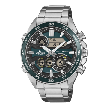 Casio Edifice Chronograph Men Quartz Green Dial Analog-Digital Stainless Steel Watch ED714