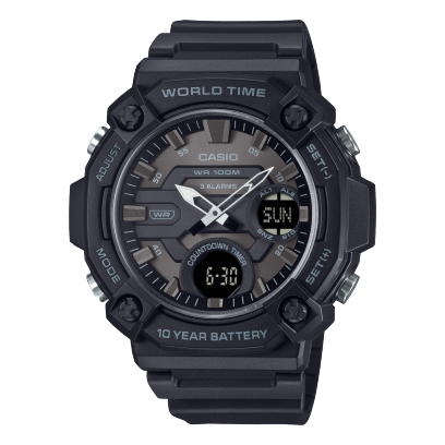Casio Youth Men Quartz Black Dial Analog-Digital Resin Watch AD285