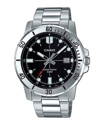 Casio Enticer Men Quartz Black Dial Analog Stainless Steel Watch A1362