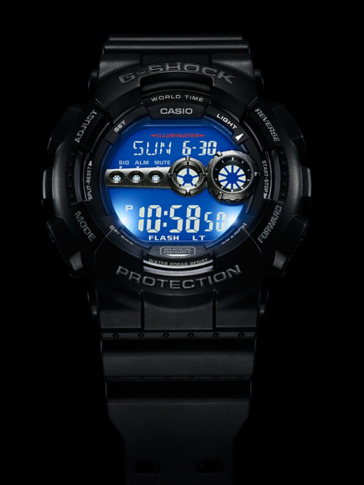 Casio G-Shock GD-100-1B – illuminated dial