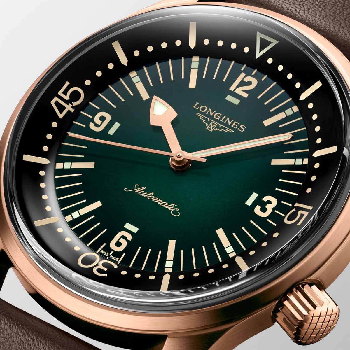 Longines Legend Diver Bronze 42mm L3.774.1.50.2 Watch for Men - dial close-up