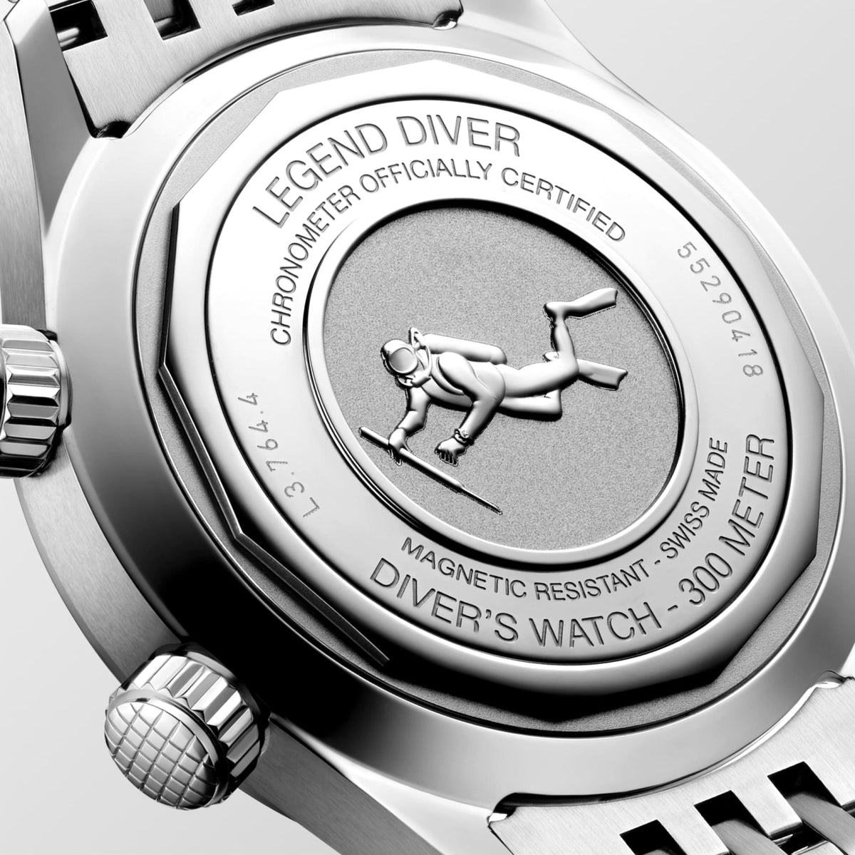 Longines Legend Diver 39mm L3.764.4.96.6 Unisex Watch - case-back close-up
