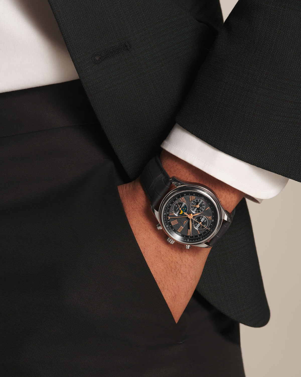 Longines Master Collection Chrono Moonphase 42mm L2.773.4.61.2 Watch for Men - on the wrist