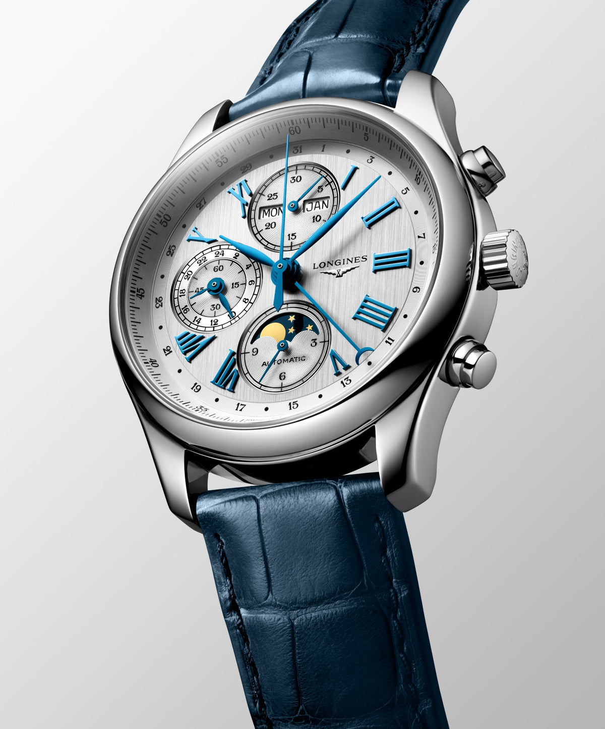 Longines Master Collection Chrono Moonphase 42mm L2.773.4.71.2 Watch for Men - dial view