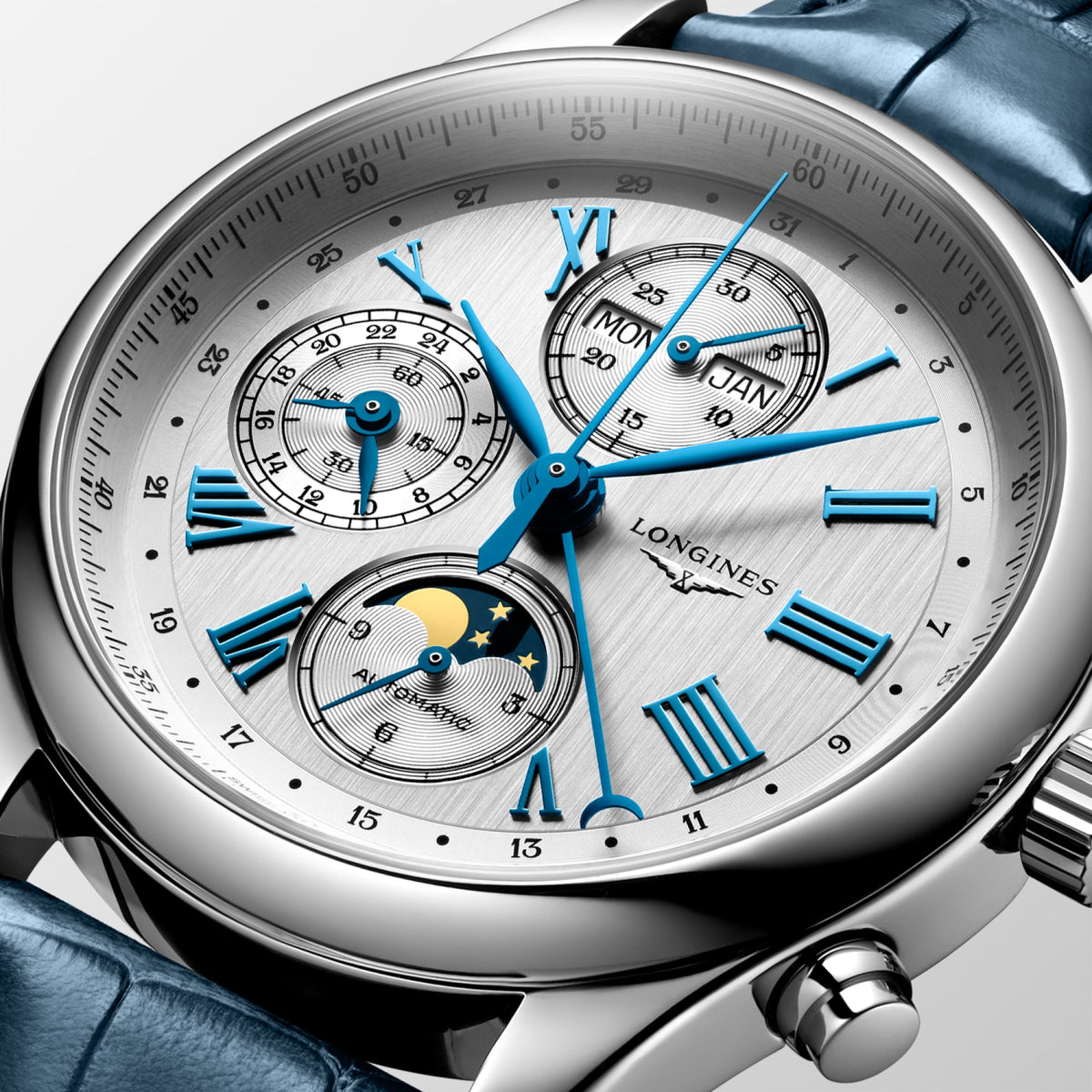 Longines Master Collection Chrono Moonphase 42mm L2.773.4.71.2 Watch for Men - dial close-up