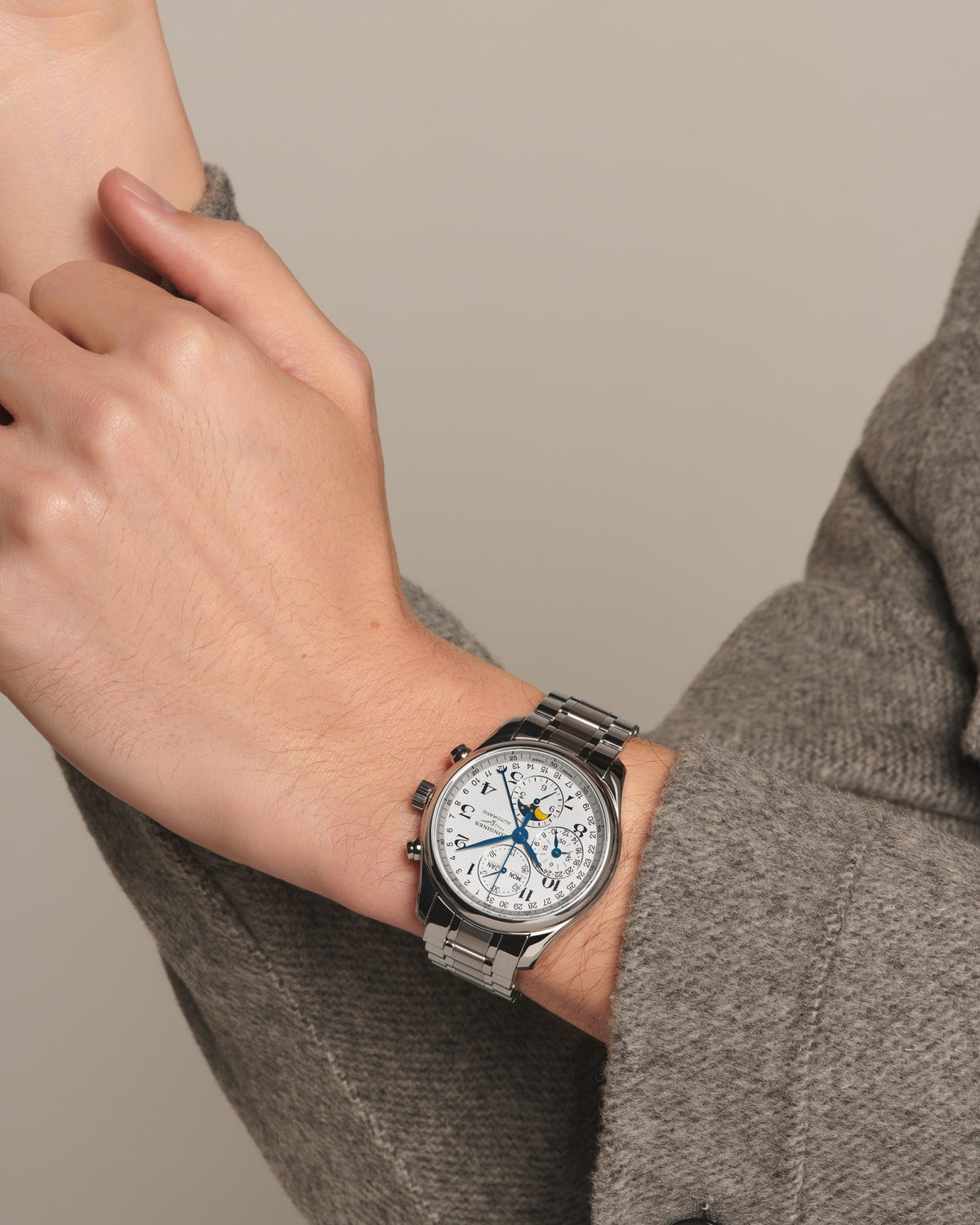 Longines Master Collection Chrono Moonphase 42mm L2.773.4.78.6 Watch for Men - on the wrist