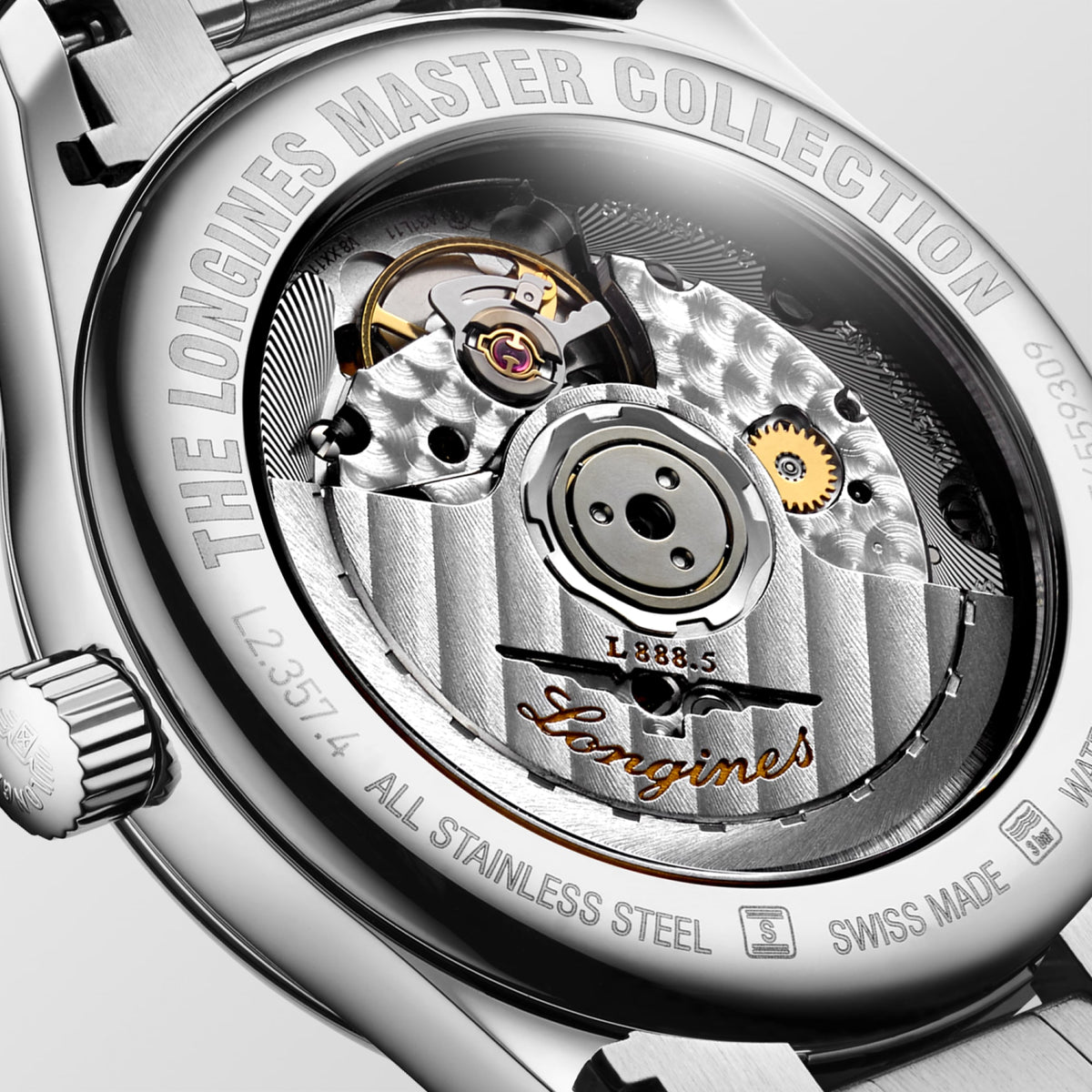 Longines Master Collection 34mm L2.357.4.07.6 Watch for Women - case-back close-up