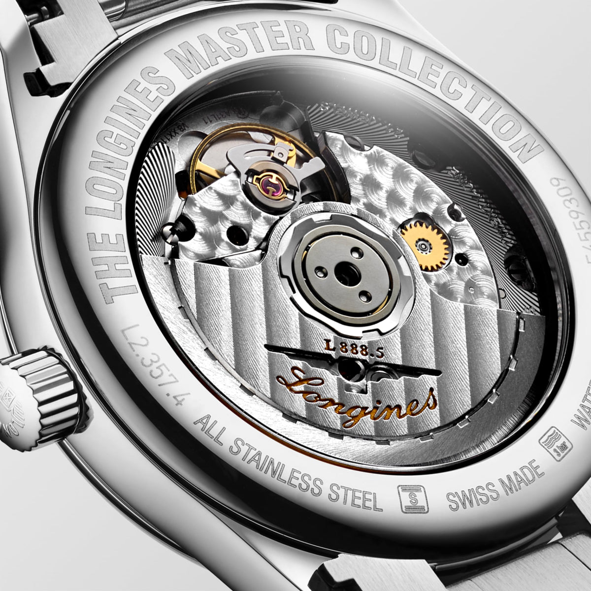 Longines Master Collection 34mm L2.357.4.97.6 Watch for Women - case-back close-up