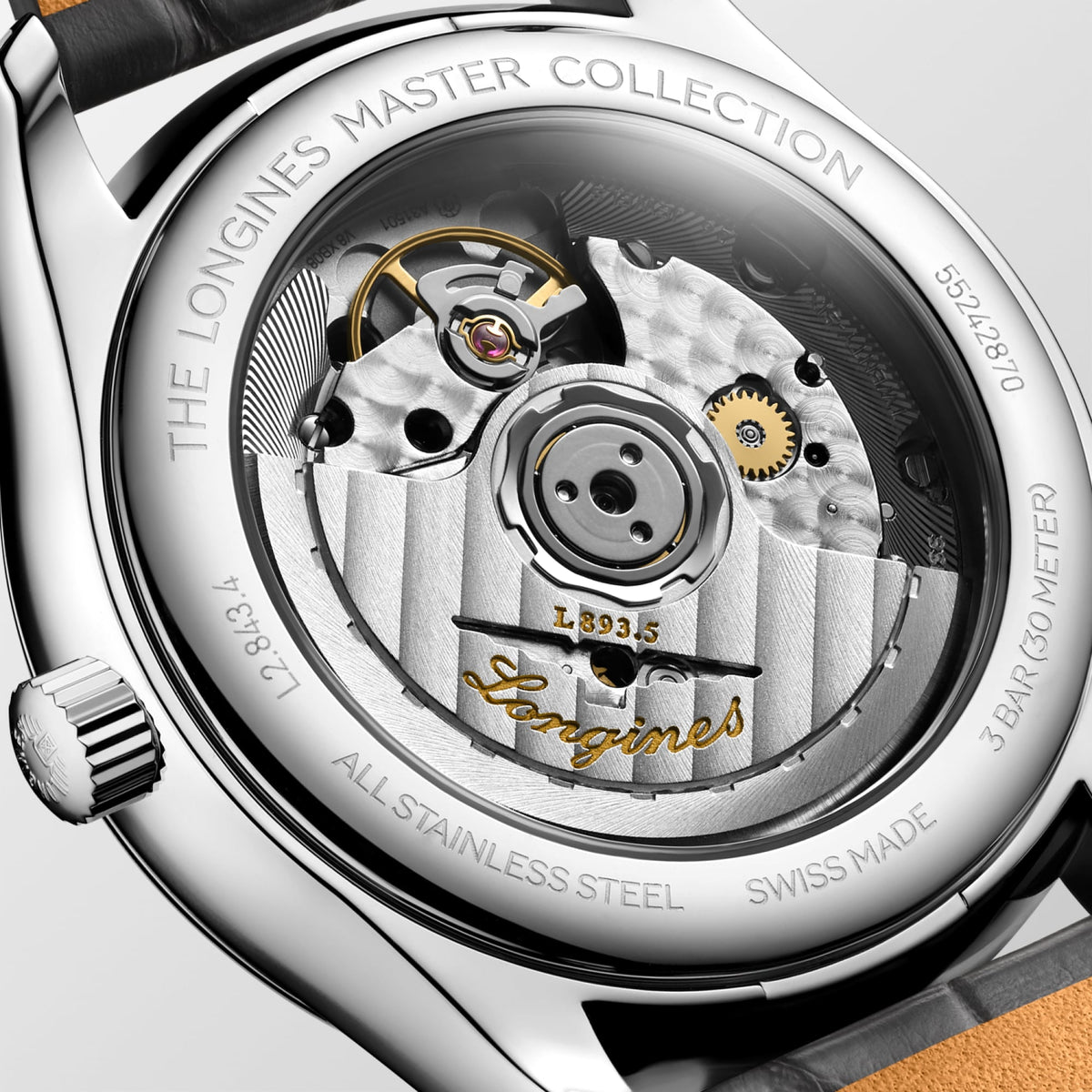 Longines Master Collection 38.5mm L2.843.4.63.2 Watch for Men - case-back close-up