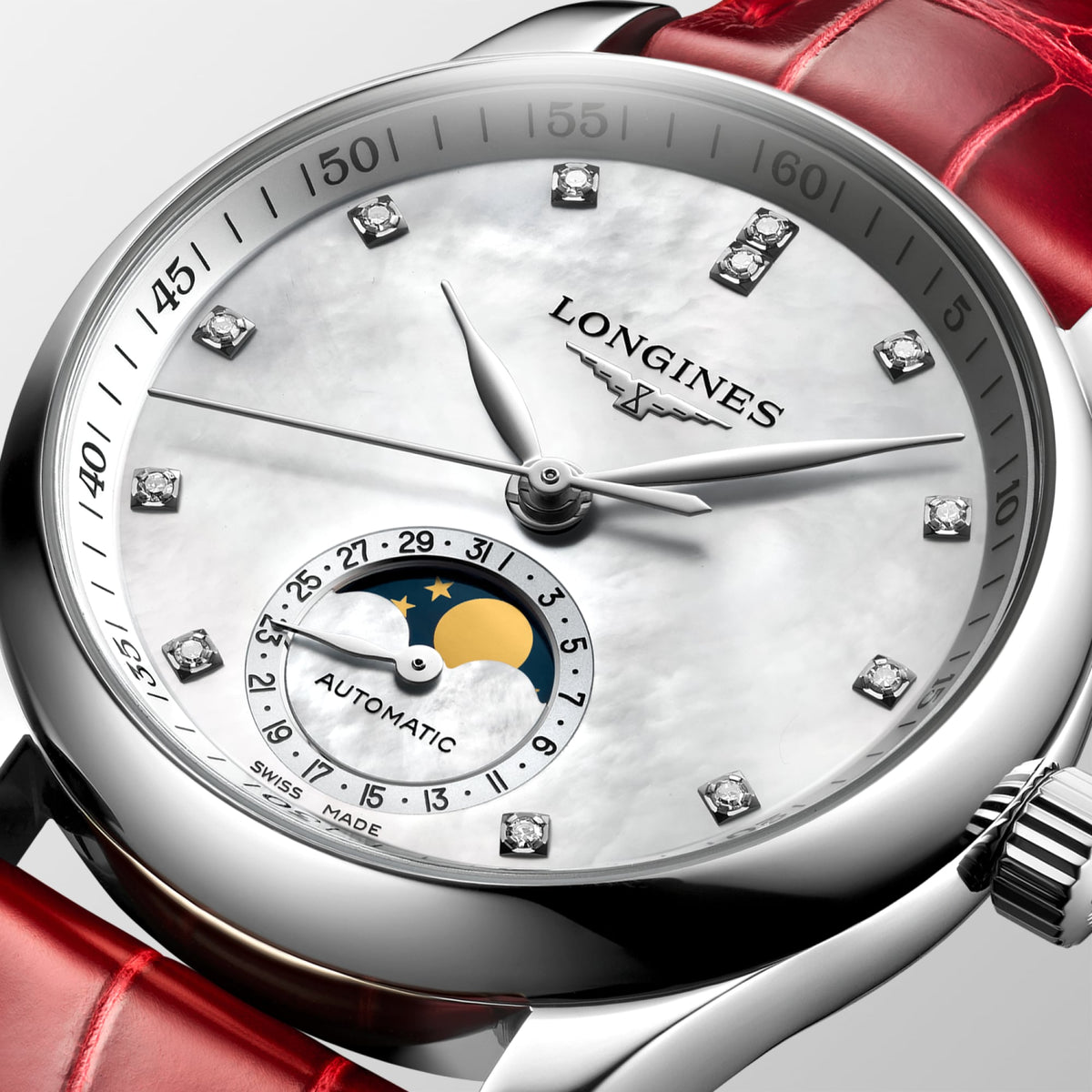 Longines Master Collection Moonphase 34mm L2.409.4.87.2 Watch for Women - dial close-up