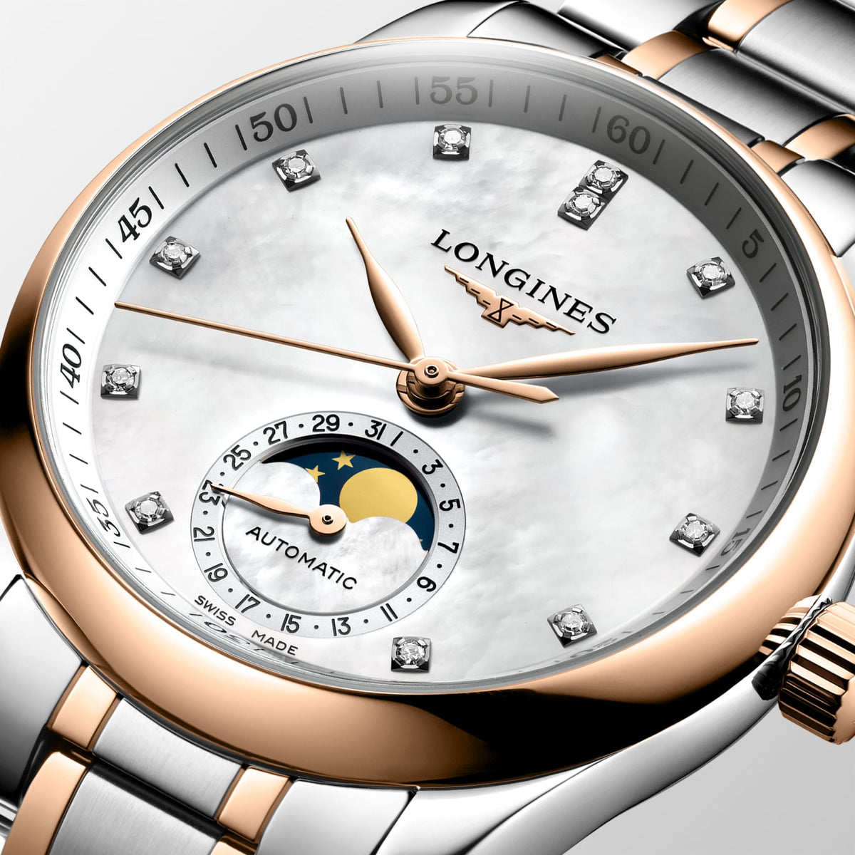 Longines Master Collection Moonphase 34mm L2.409.5.89.7 Watch for Women - dial close-up