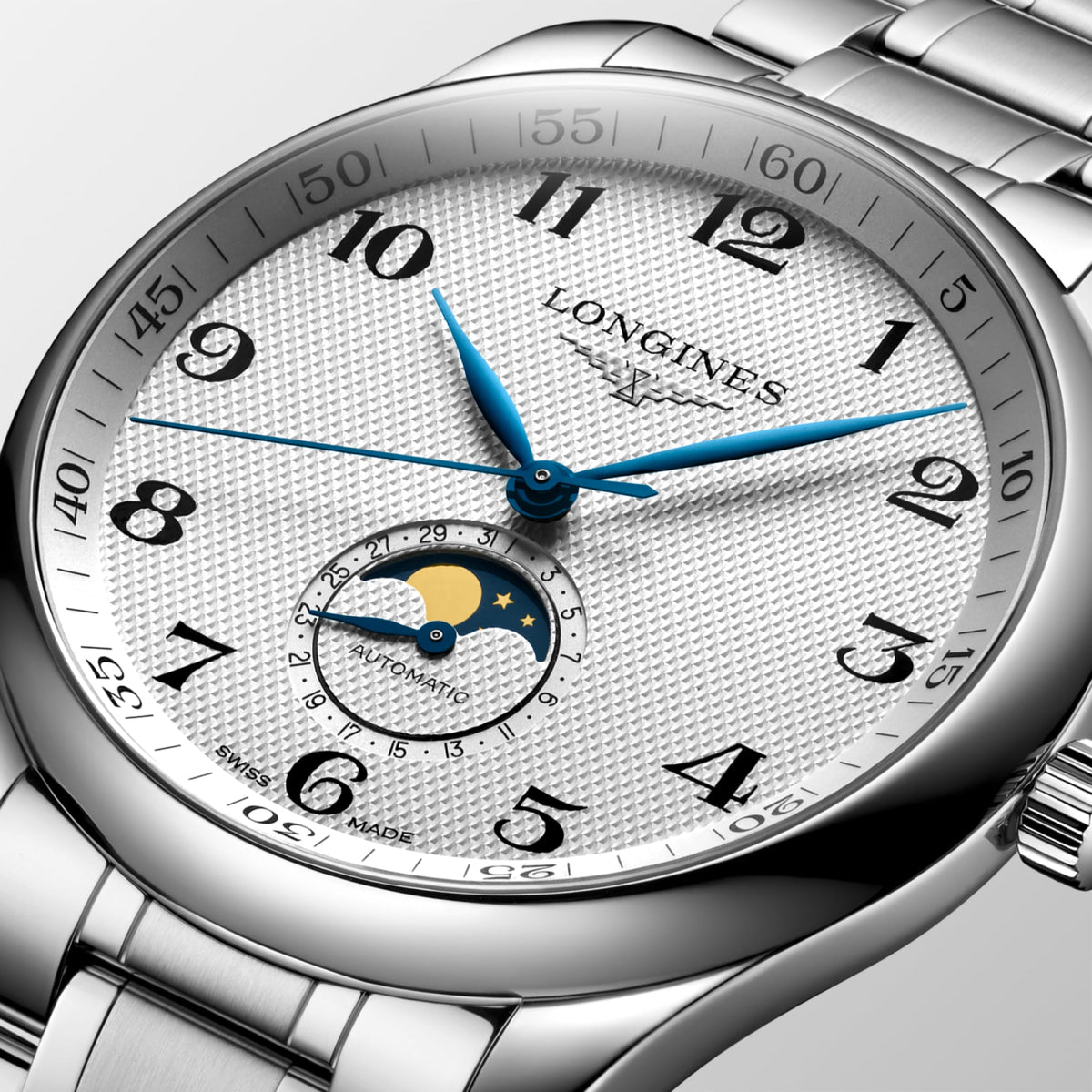 Longines Master Collection Moonphase 42mm L2.919.4.78.6 Watch for Men - dial close-up