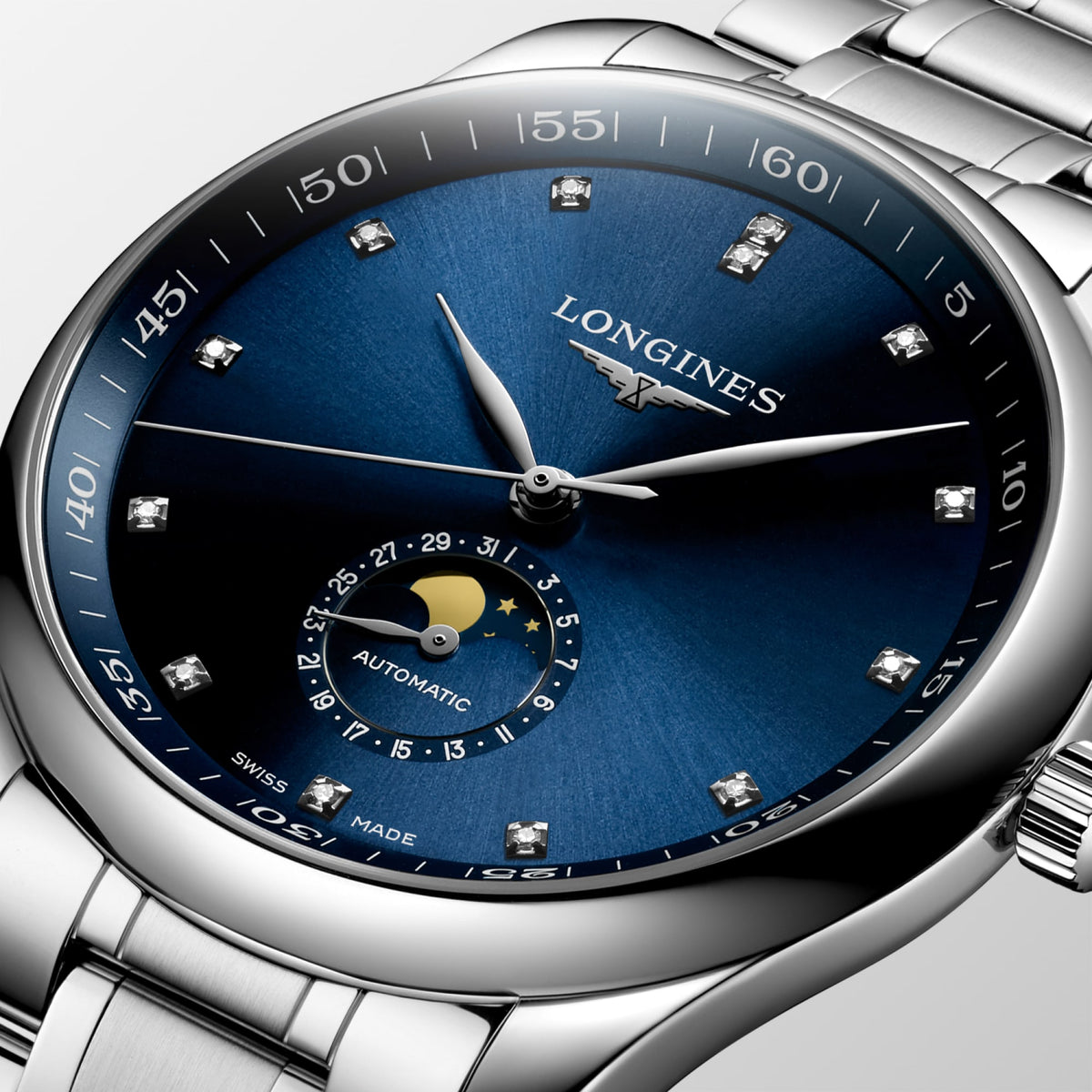 Longines Master Collection Moonphase 42mm L2.919.4.97.6 Watch for Men - dial close-up
