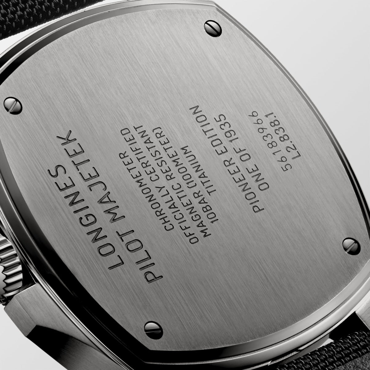 Longines Pilot Majetek Pioneer Edition 43mm L2.838.1.53.2 Watch for Men - case-back close-up