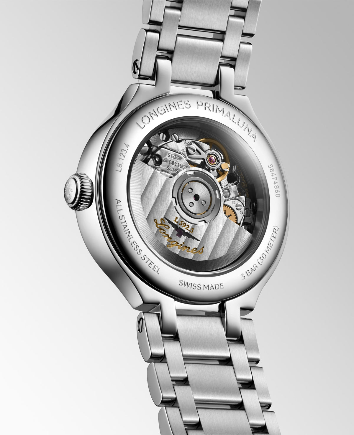 Longines PrimaLuna 30mm L8.123.4.87.6 Watch for Women - case-back view