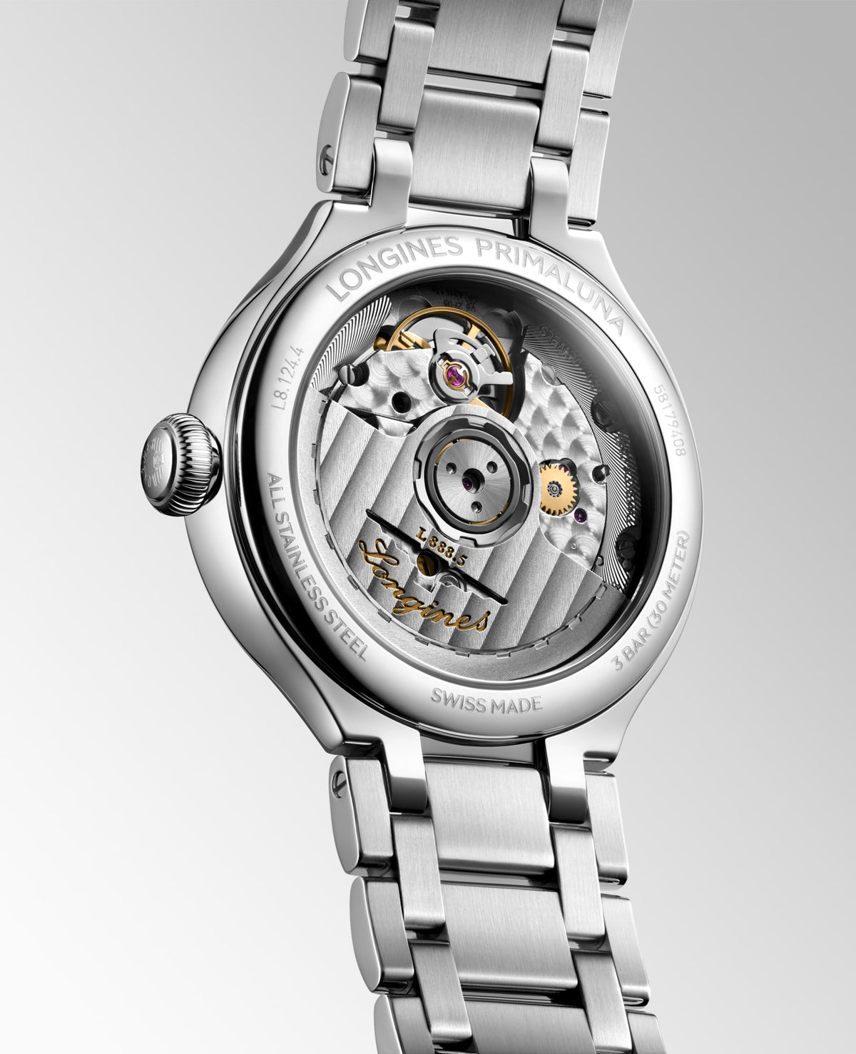 Longines PrimaLuna 34mm L8.124.4.07.6 Watch for Women - case-back view