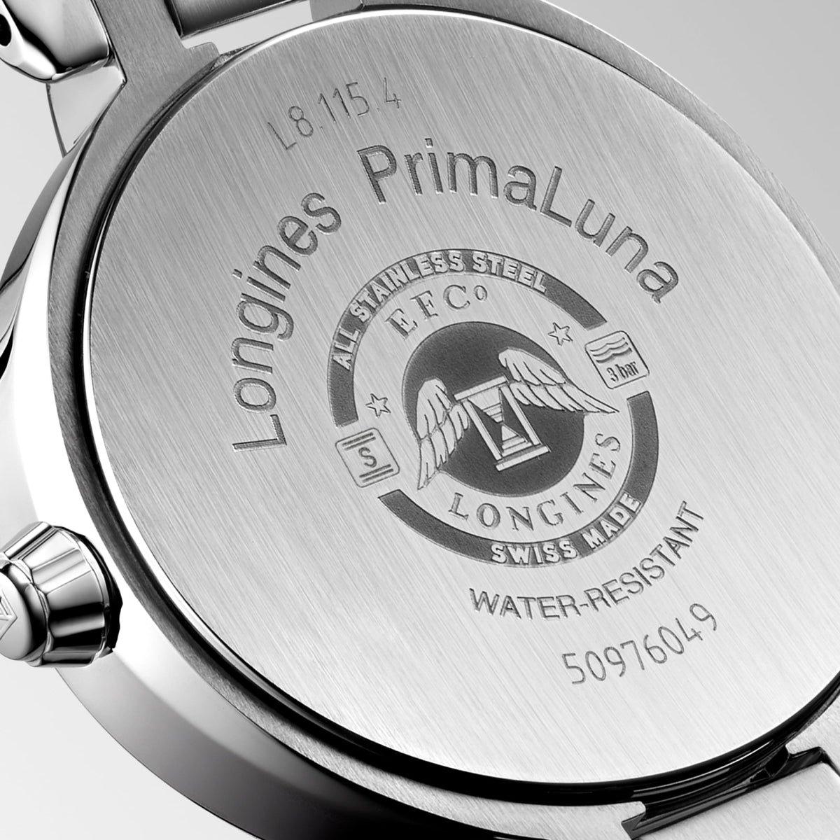 Longines PrimaLuna Moonphase 30.5mm L8.115.4.61.6 Watch for Women - case-back close-up