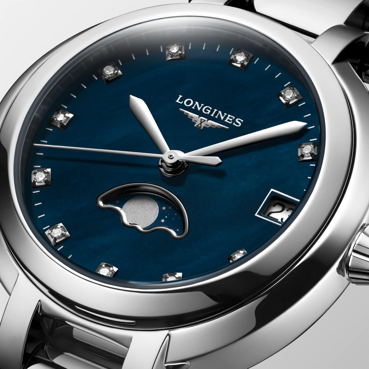 Longines PrimaLuna Moonphase 30.5mm L8.115.4.98.6 Watch for Women - dial close-up