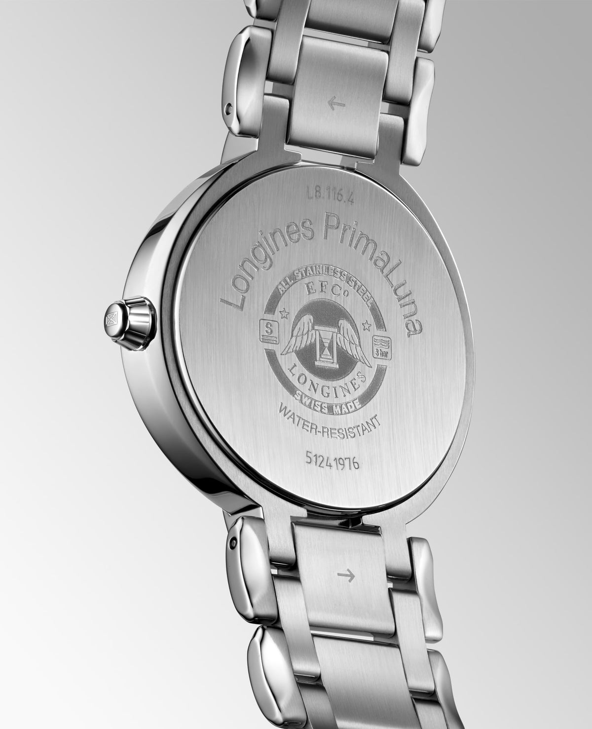 Longines PrimaLuna Moonphase 34mm L8.116.4.87.6 Watch for Women - case-back view