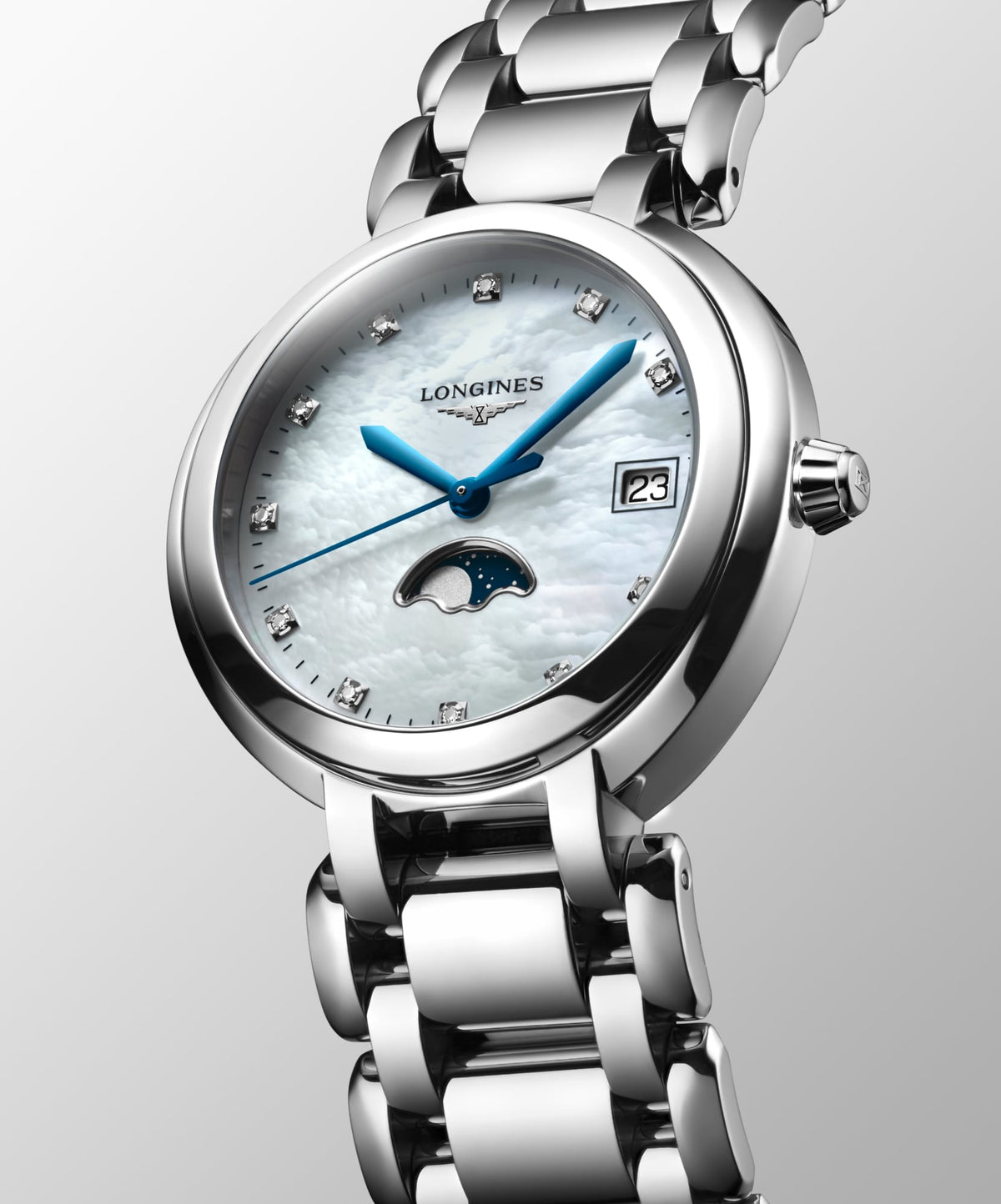 Longines PrimaLuna Moonphase 34mm L8.116.4.87.6 Watch for Women - dial view