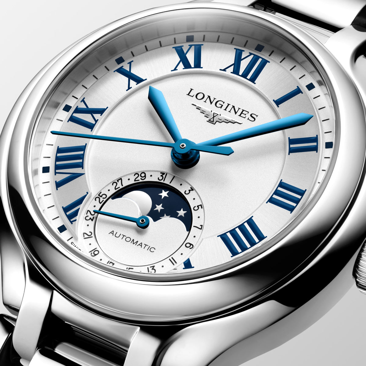 Longines PrimaLuna Moonphase 34mm L8.126.4.71.6 Watch for Women - dial close-up