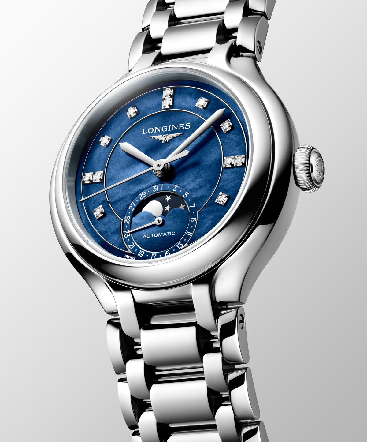 Longines PrimaLuna Moonphase 34mm L8.126.4.97.6 Watch for Women - dial view
