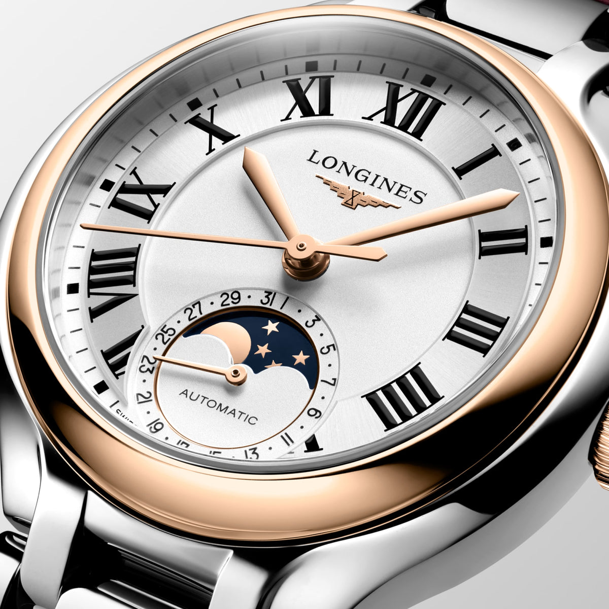 Longines PrimaLuna Moonphase 34mm L8.126.5.71.2 Watch for Women - dial close-up