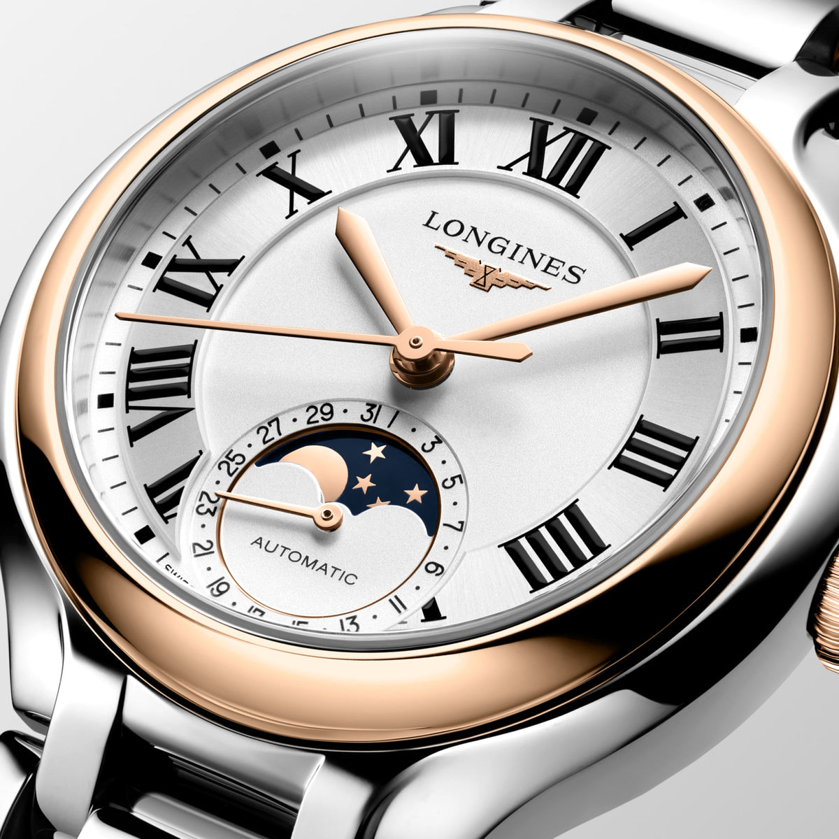 Longines PrimaLuna Moonphase 34mm L8.126.5.71.7 Watch for Women - dial close-up