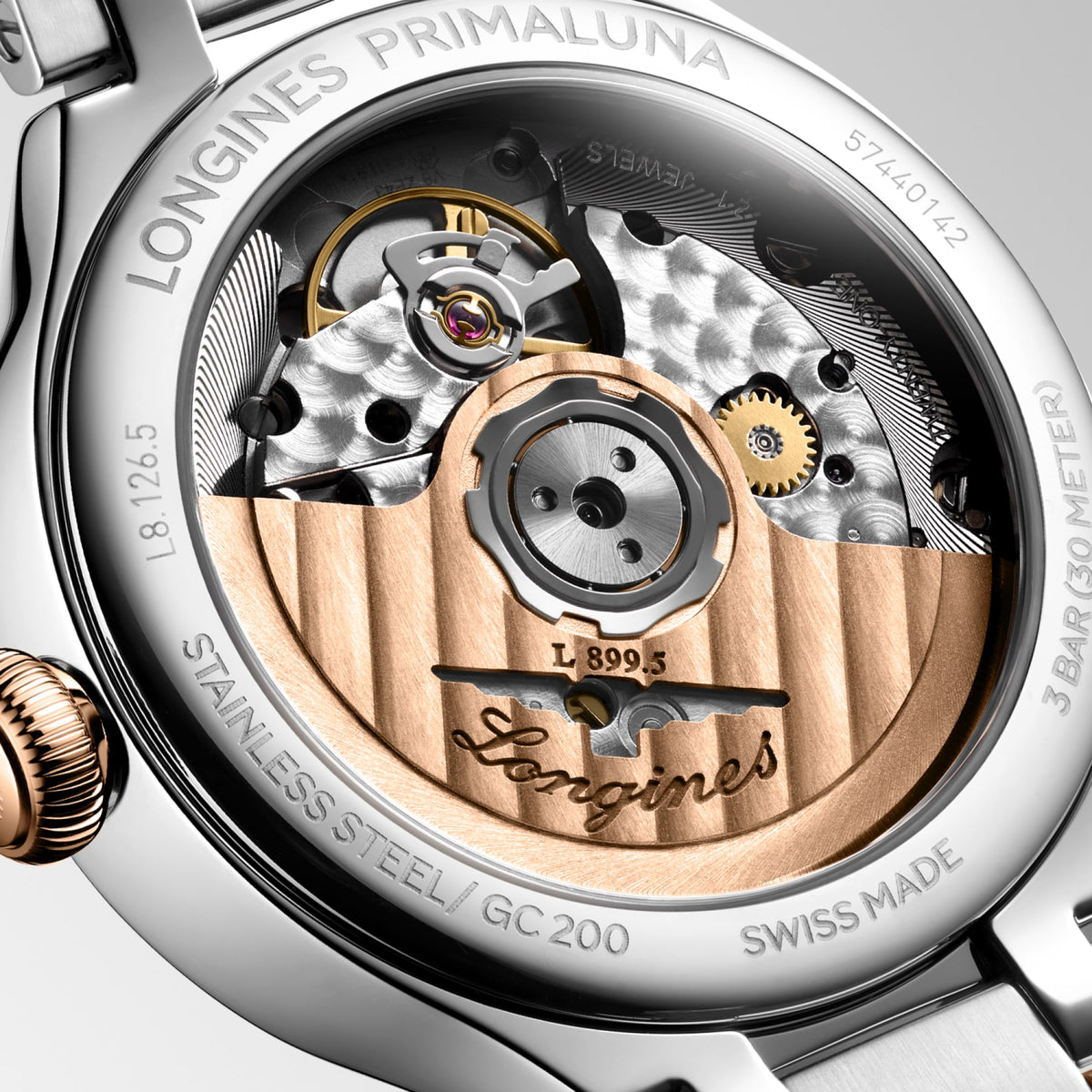 Longines PrimaLuna Moonphase 34mm L8.126.5.71.7 Watch for Women - case-back close-up